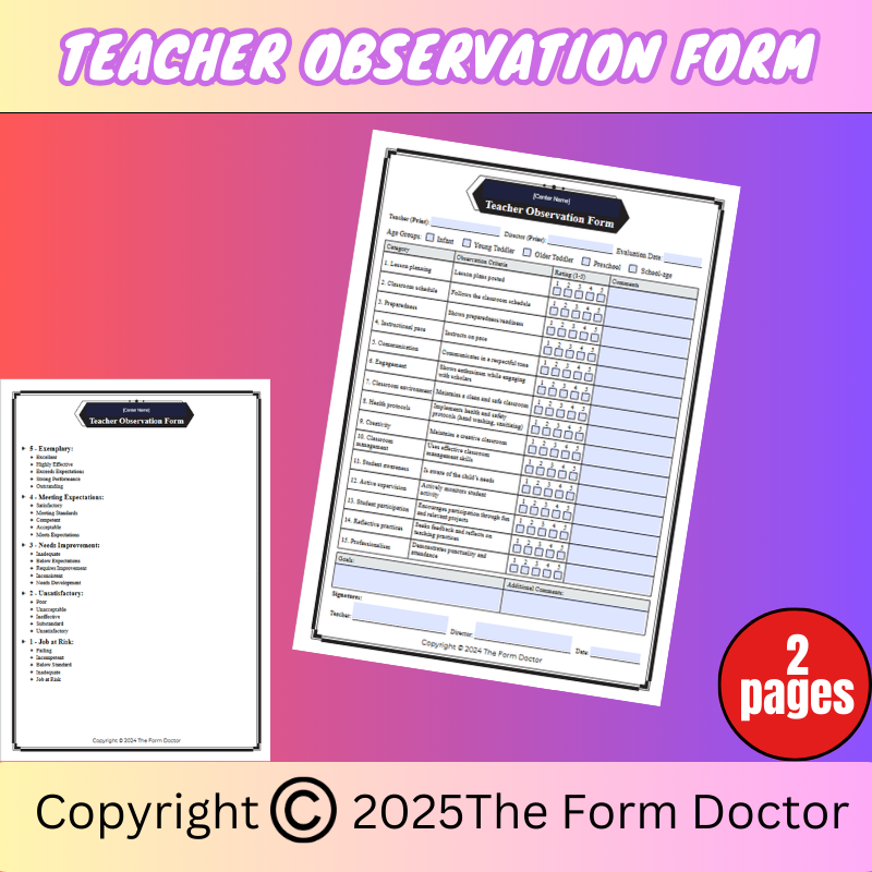 Teacher Observation Form (Shorter Version)
