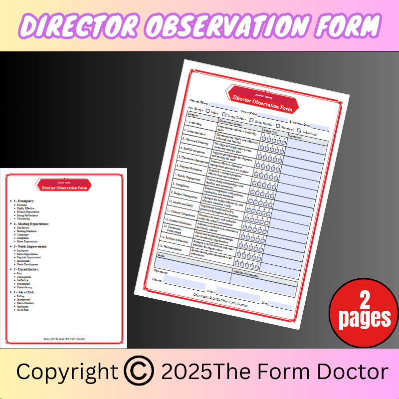 Director Observation Form (Shorter Version)