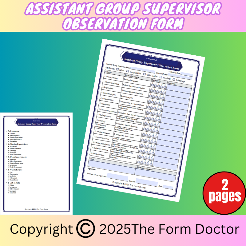 Assistant Group Supervisor Observation Form