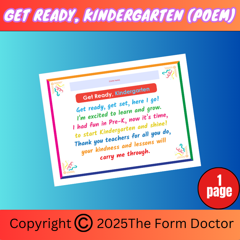 Get Ready Kindergarten: Poem